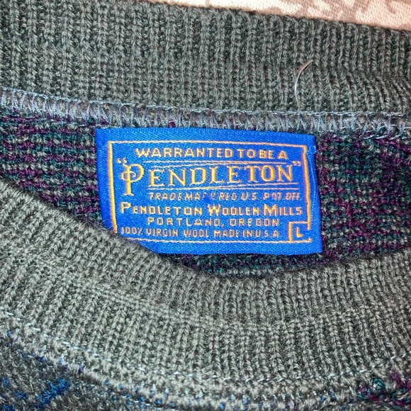 Vintage Pendleton 80s 90s Deer Buck Antlers Embroidered Wool Sweater Large - Picture 8 of 8